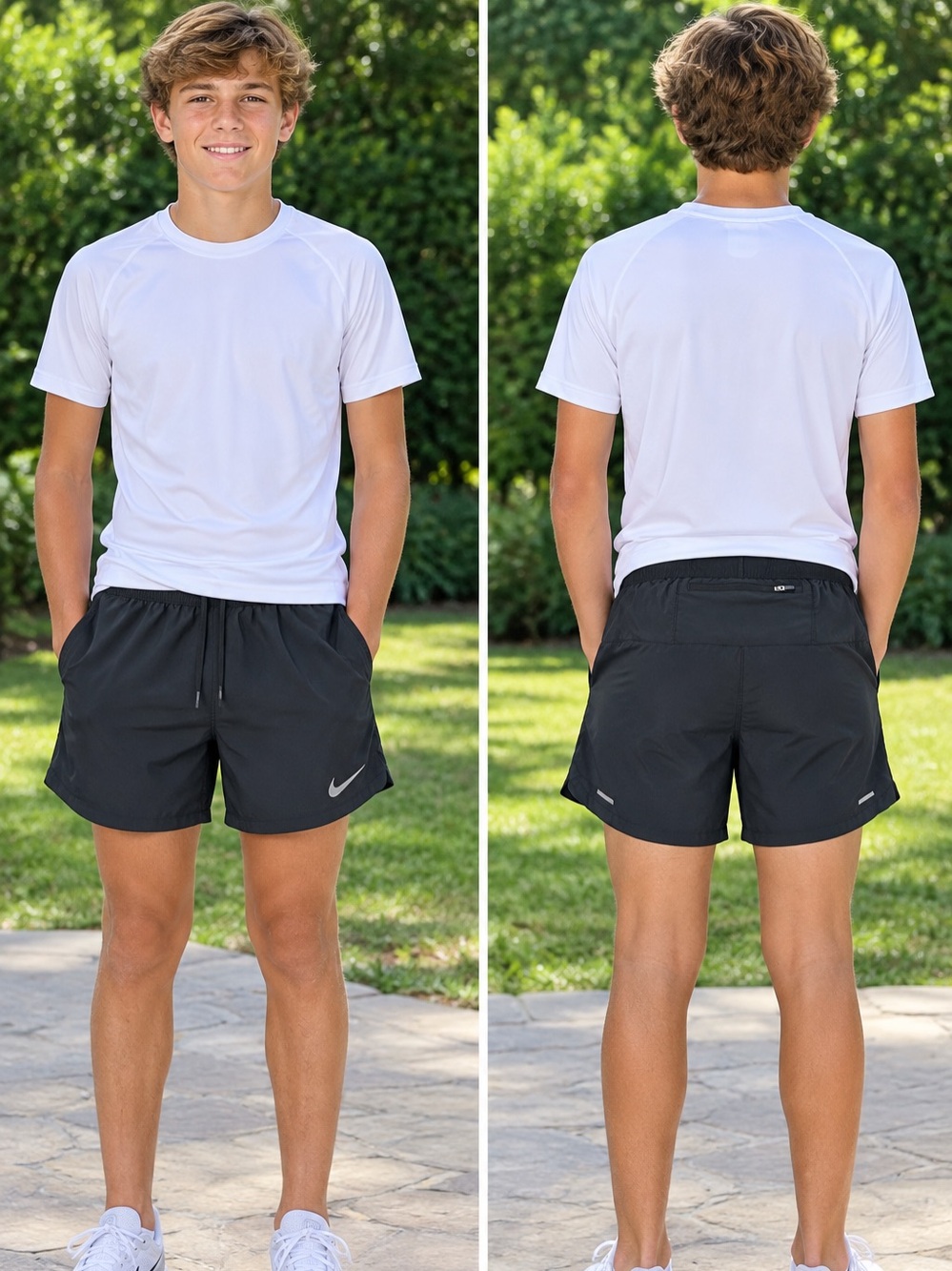 Nike Black Athletic Running Shorts with Reflective Swoosh